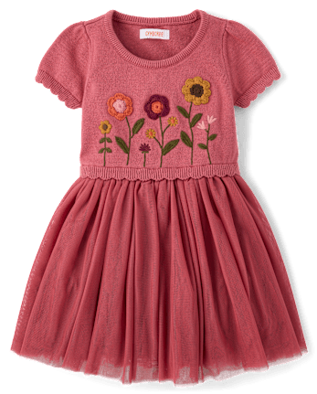 Girls Crochet Floral Sweater Tutu Dress - The Harvest Edit - S/D SHORTCAKE