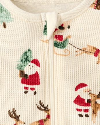 Baby Holiday Snug Fit Thermal Footed One Piece Pajamas - FAIR IVORY