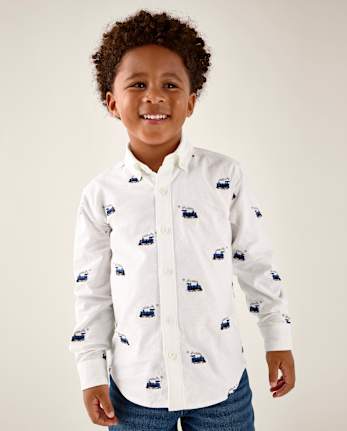 Chemise boutonnée brodée pour garçon - Le Pôle Express™ x Gymboree - SIMPLYWHT