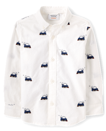 Boys Embroidered Button Up Shirt - The Polar Express™ x Gymboree - SIMPLYWHT