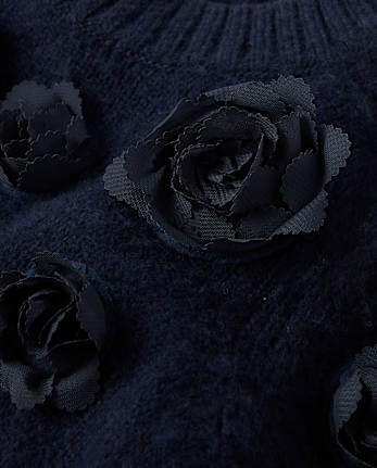 Toddler Girls Rosette Mock Neck Sweater - Marchesa Mini x Gymboree - NAVY SLATE