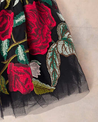 Girls Embroidered Floral Tulle Tutu Skirt - Marchesa Mini x Gymboree - BLACK