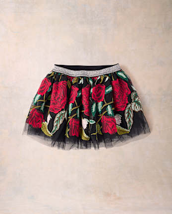 Girls Embroidered Floral Tulle Tutu Skirt - Marchesa Mini x Gymboree - BLACK