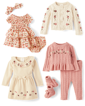 Coffret cadeau pour bébé fille - Collection Fleurs d'automne