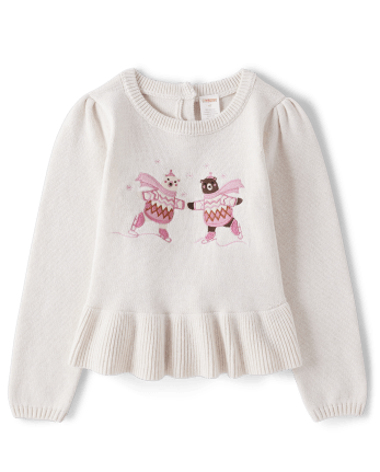 Girls Embroidered Bear Sweater And Polar Bear Leggings Set - Bear Hugs