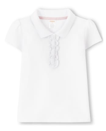 Girls Ruffle Polo with Stain Resistance 5-Pack - Uniform