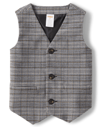 Boys Sleeveless Plaid Vest Button Down Shirt And Dress Pants 3-Piece ...
