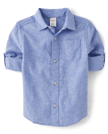Conjunto de 2 piezas de camisa con botones y pantalones cortos sin cordones para niños - Lino