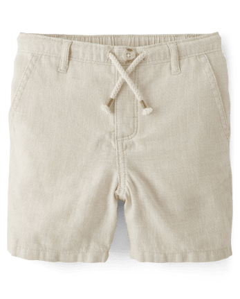 Conjunto de 2 piezas de camisa con botones y pantalones cortos sin cordones para niños - Lino