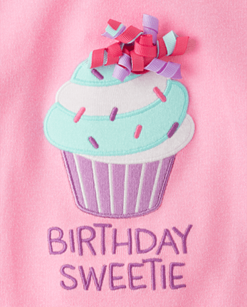 Girls Embroidered Cupcake 2-Piece Outfit Set - Birthday Boutique