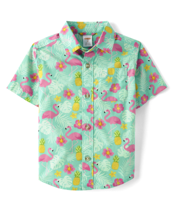 Boys Flamingo Button Up Shirt 2-Pack - Seaside Palms
