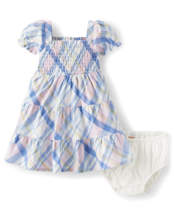 Baby Girls Matching Family Plaid Dress 2-Piece Outfit Set - Spring Celebrations