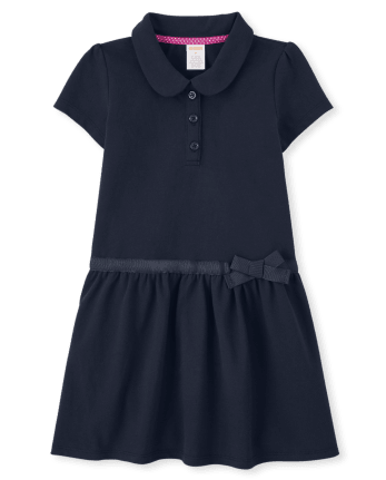 Girls Stain Resistant Ruffle Polo Dress 2-Pack - Uniform