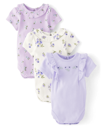 Baby Girls Short Sleeve Floral Bodysuit And Leggings 5-Piece