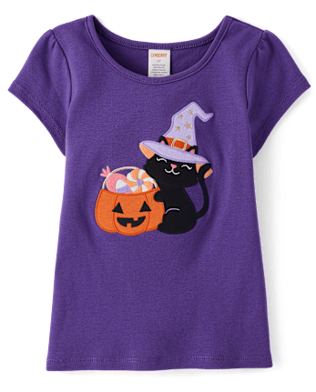 Conjunto Niña Calabaza Gato Bordado 2 Piezas - Halloween