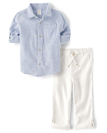 Kids Striped Linen-Blend 2-Piece Outfit Set
