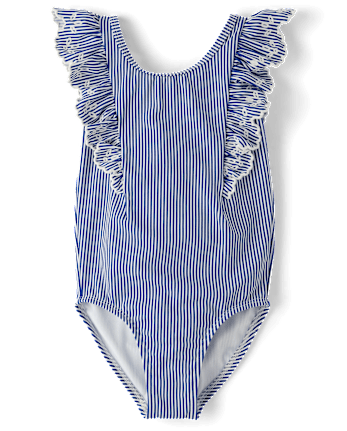 Girls Striped Eyelet 2-Piece Swim Set - Swim