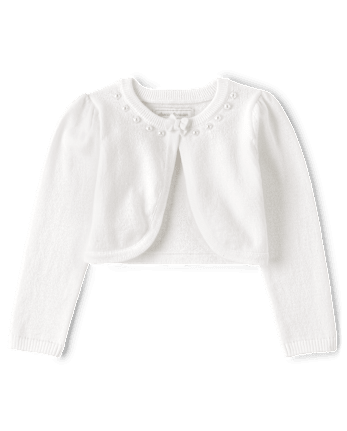 Girls Bow Faux Pearl Dress 2-Piece Outfit Set - Special Occasions