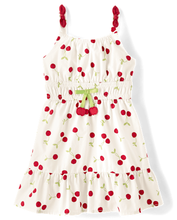 Girls Cherry Ruffle 2-Piece Outfit Set - Sweet Summer
