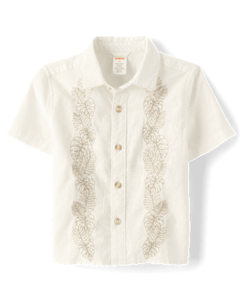 Girls Embroidered Linen-Blend 2-Piece Outfit Set