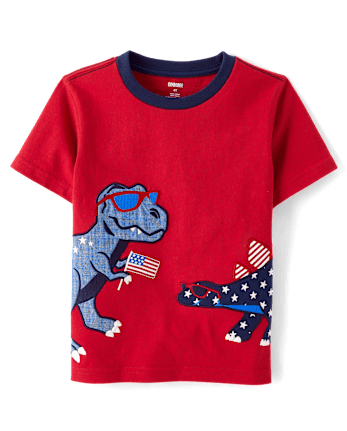 Boys Embroidered Dino 2-Piece Outfit Set - American Cutie