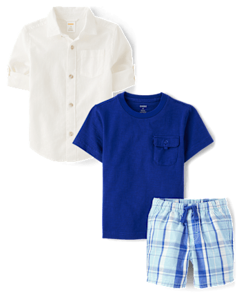 Boys Plaid 3-Piece Outfit Set