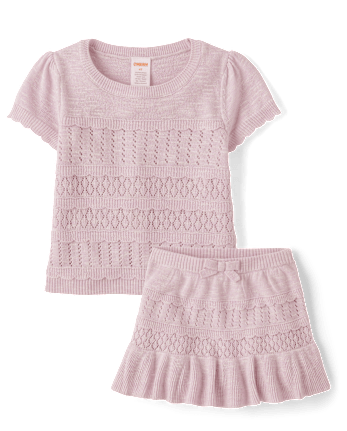 Girls Pointelle Sweater Top 2-Piece Outfit Set - Magical Meadows