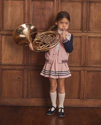 Girls Bow Varsity Jacket 3-Piece Outfit Set - Campus Cuties