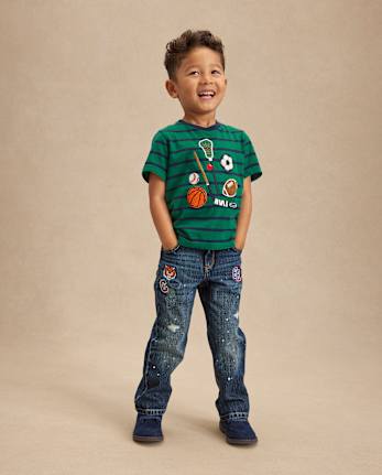Boys Embroidered Varsity Sports 2-Piece Outfit Set - Campus Cuties
