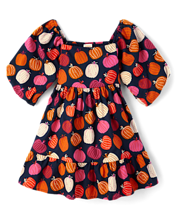 Girls Crochet Pumpkin 2-Piece Outfit Set - Fall Celebrations