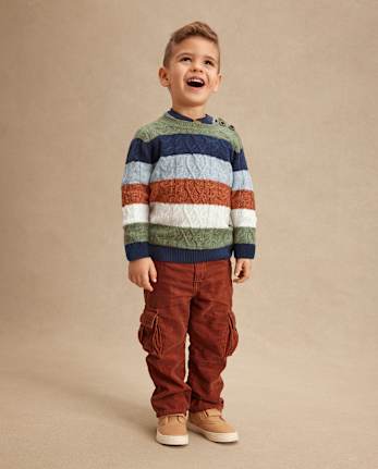 Boys Striped 2-Piece Outfit Set - Fall Celebrations