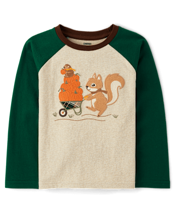 Boys Embroidered Squirrel 3-Piece Outfit Set - Fall Celebrations