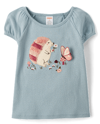 Girls Embroidered Hedgehog 2-Piece Outfit Set - Highland Hills