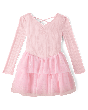 Girls Glitter Tiered Tutu Dress 2-Piece Outfit Set - On Pointe