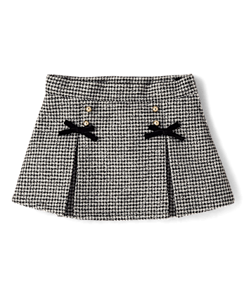 Girls Houndstooth Peter Pan Tweed Cape 3-Piece Outfit Set - Petit Paris
