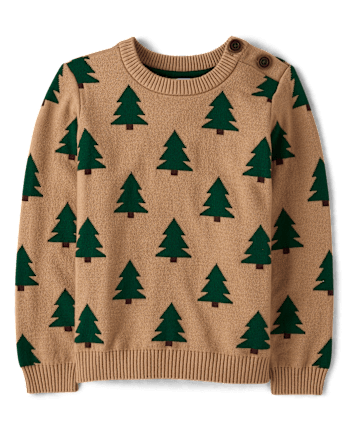 Boys Intarsia Christmas Tree Sweater 2-Piece Outfit Set - Royal Christmas