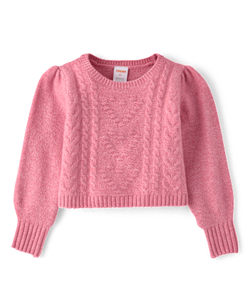 Girls Heart Cable Knit 2-Piece Outfit Set - Mon Cheri