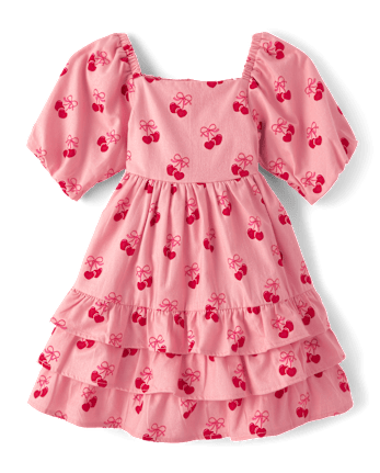 Girls Applique Cherry Heart Cardigan And Dress 2-Piece Outfit Set - Mon Cheri