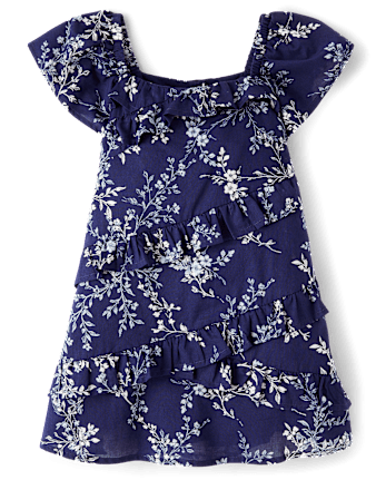 Girls Embroidered Floral 2-Piece Outfit Set - Driftwood Bay