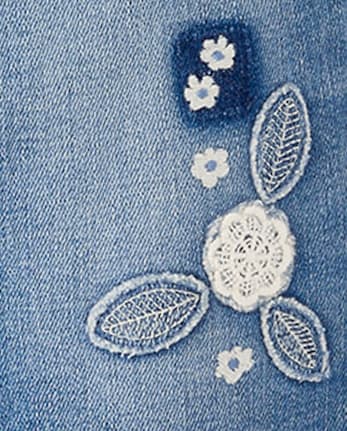 Girls Floral Crochet Applique 2-Piece Outfit Set - Driftwood Bay