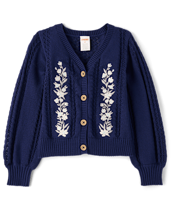Girls Embroidered Floral 2-Piece Outfit Set - Driftwood Bay