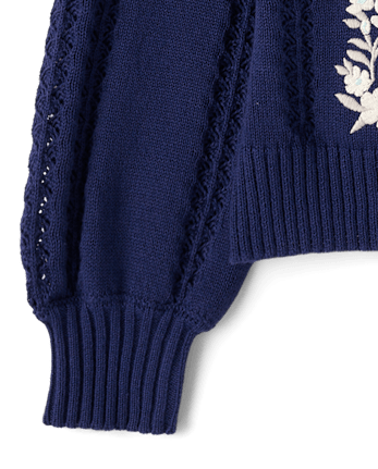 Girls Embroidered Floral 2-Piece Outfit Set - Driftwood Bay