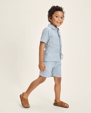 Boys Striped Linen-Blend 2-Piece Outfit Set - Linen Edit
