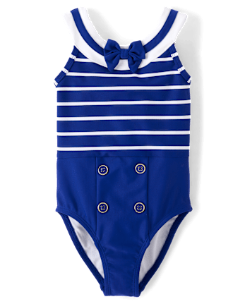 Girls Striped Bow 2- Piece Swim Set - Swim Shop