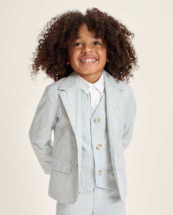 Boys Striped Linen-Blend 4-Piece Suit - Special Occasions