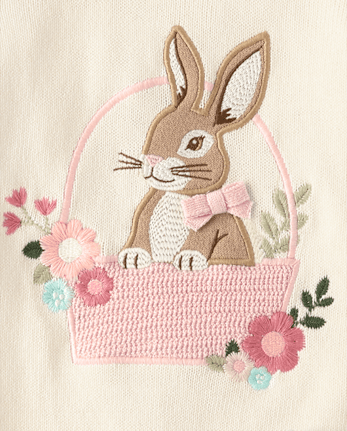 Girls Applique Crochet Bunny 2-Piece Outfit Set - Enchanted Garden