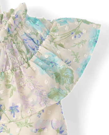 Girls Floral Clip Dot 2-Piece Outfit Set - Enchanted Garden