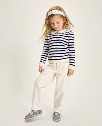 Girls Striped Crochet 2-Piece Outfit Set - Driftwood Bay