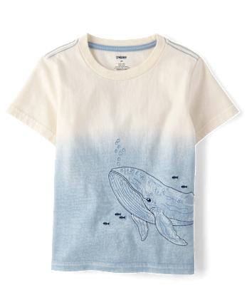 Boys Dip Dye Embroidered Whale 2-Piece Outfit Set - Driftwood Bay
