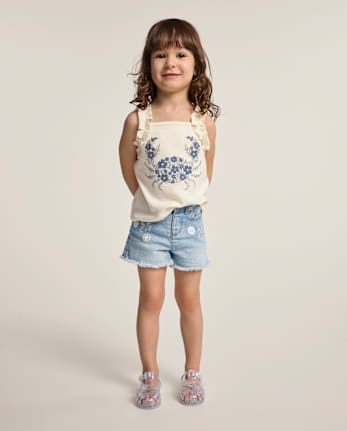 Girls Applique Floral 2-Piece Outfit Set - Driftwood Bay